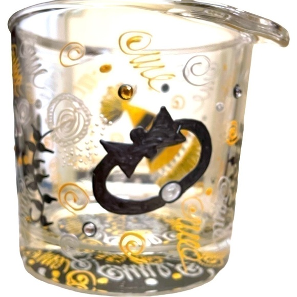 SMALL glass ice bucket with a New Year motif, signed Vikki 99 - Picture 3 of 5
